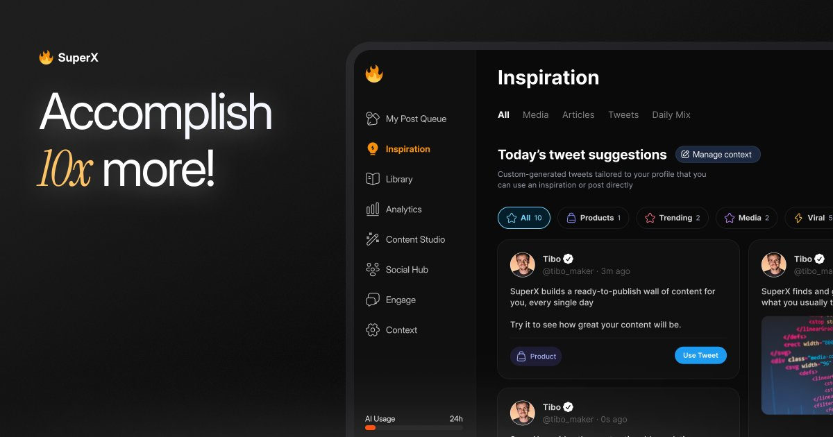 SuperX | X Growth Tool: Scheduling, Analytics, AI Content