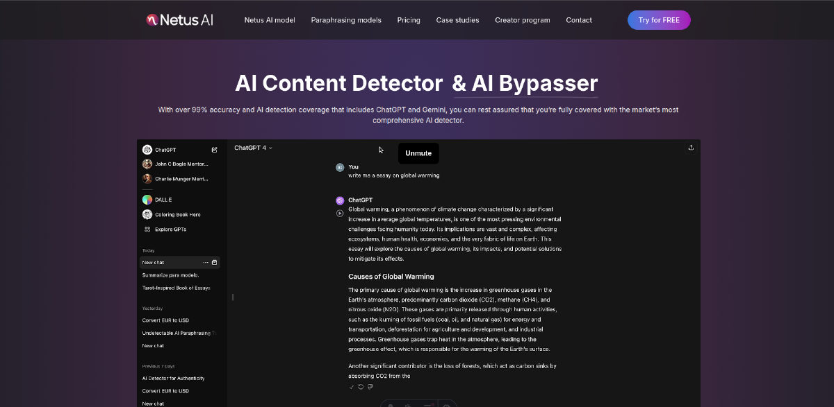 Netus AI Bypasser | Undetectable AI Paraphraser