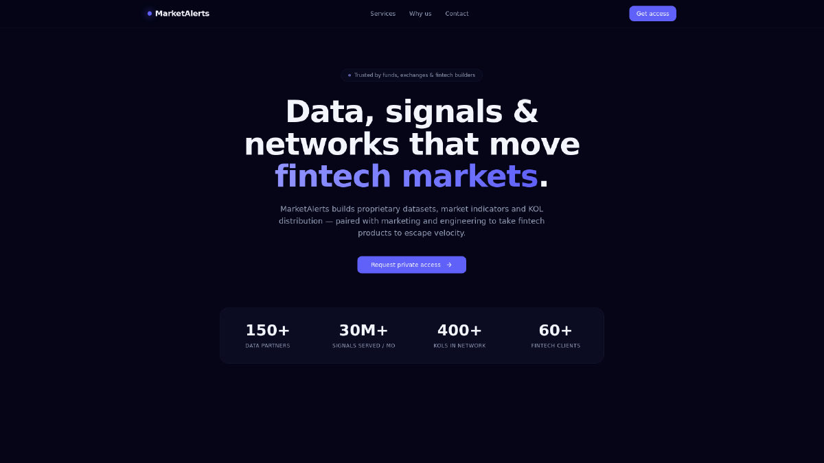 MarketAlerts — Data, Signals & Fintech Growth